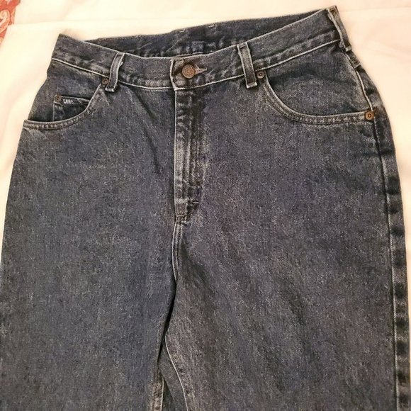 Lee Womens Blue 5 Pocket High Waist Tapered Leg Cotton Denim Original Jeans 14 M - Picture 8 of 12